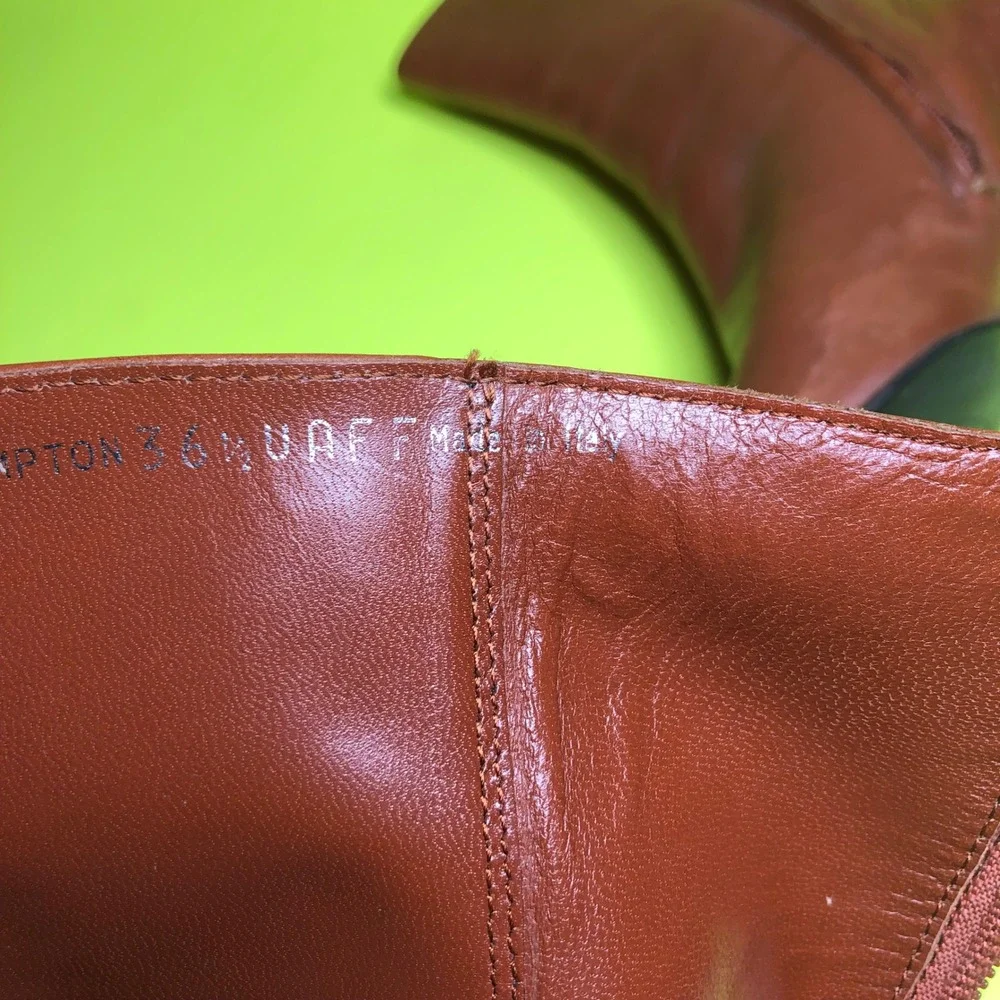 Bally Hampton Ankle Boots Women 6 US Cognac Brown Leather Pointed Toe Italy